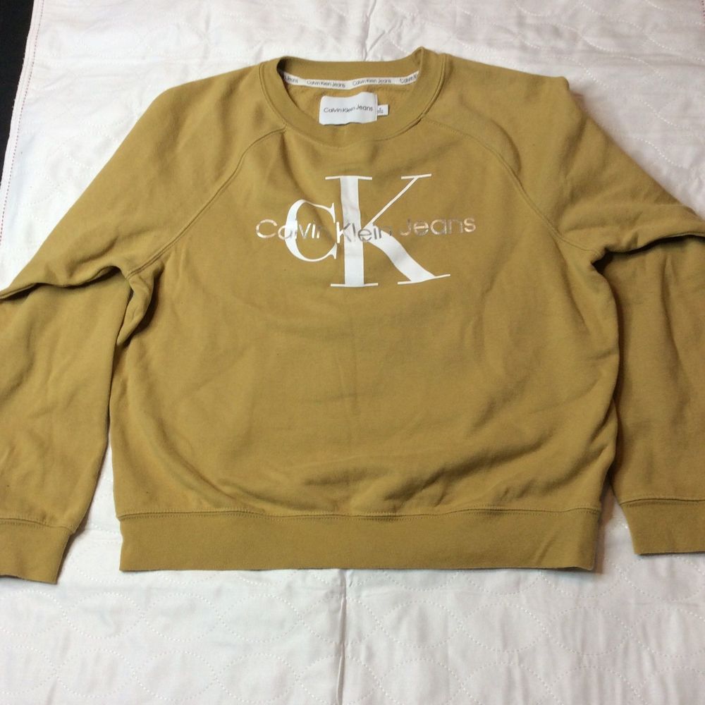 Calvin Klein Men's Mustard Colored Sweatshirt-Cotton- Size Med.